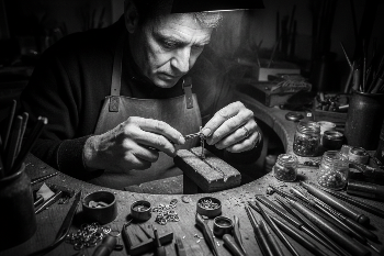 Jeweller at his bench