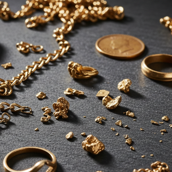 Gold jewellery, chains, rings, coins and scrap gold accepted by Britannia Gold Exchange